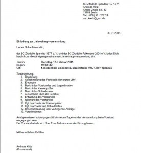 Jahreshauptversammlung 2015